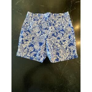 Rafaella Blue and White Floral print pull on shorts 12 NWOT